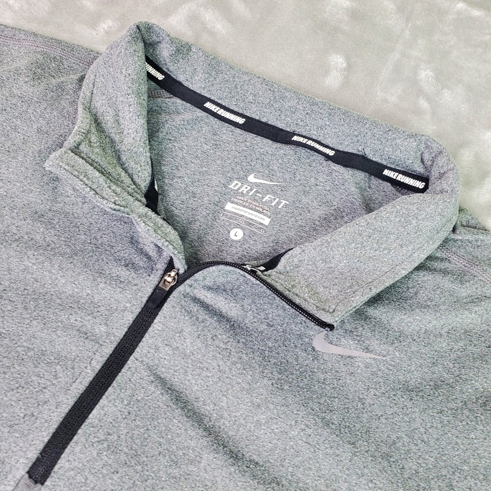Nike Element Running Mens Size Large Quarter Zip Pullover DriFit Gray Reflective